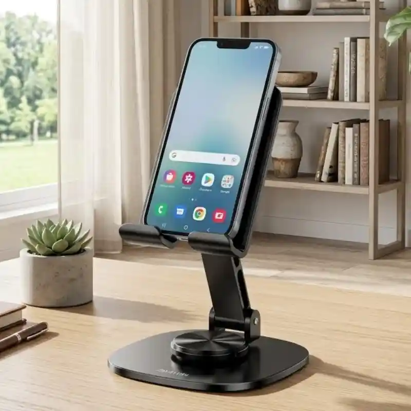 Desktop Folding Phone Stand & Tablet Holder – 360° Rotatable Adjustable Stand