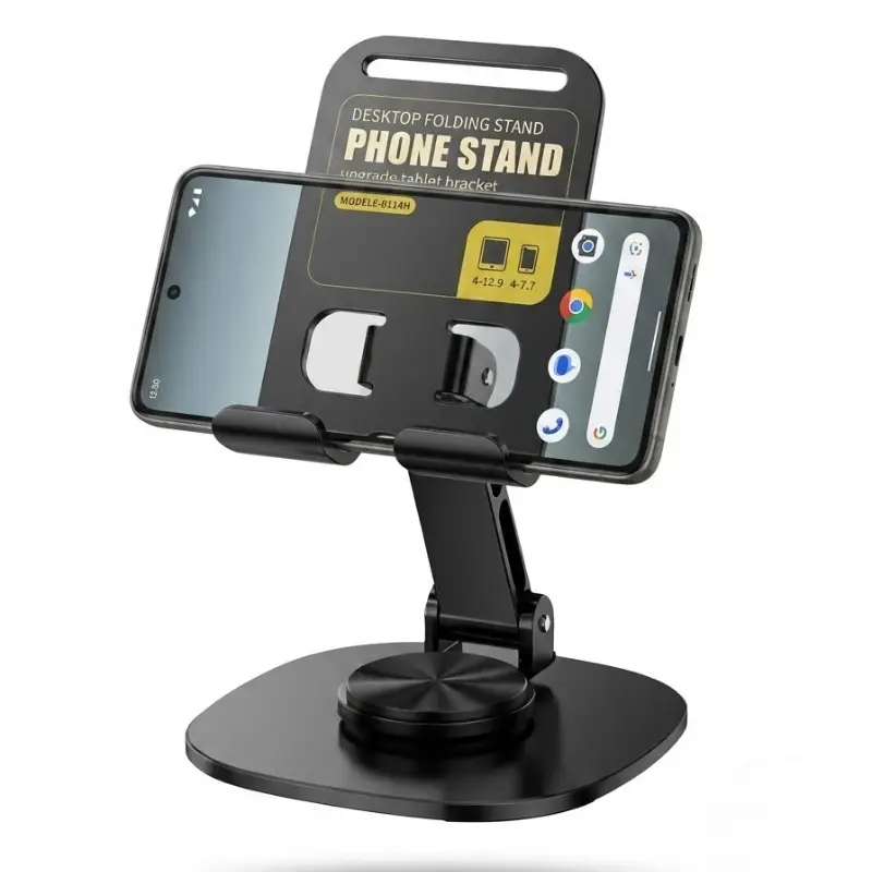 Desktop Folding Phone Stand & Tablet Holder – 360° Rotatable Adjustable Stand