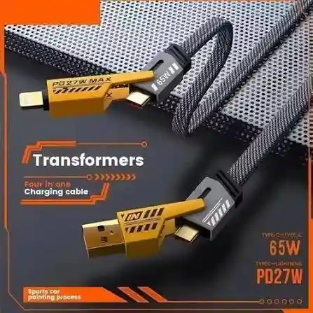 3-in-1 Fast Charging Cable (USB + Type-C + Lightning + Micro USB)