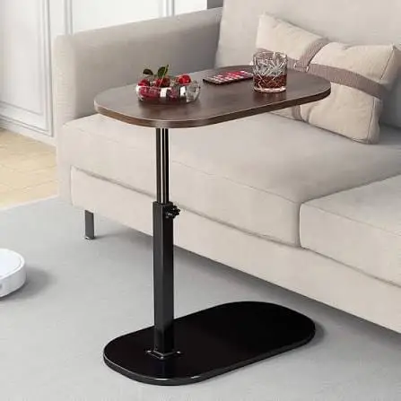 C-Shaped Side Table Couch Side Table Slide Under Sofa Modern Small Coffee C Table for Home