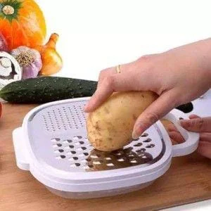 4-in-1 Multi Grater with Case & Plastic Cover | Kitchen Vegetable & Cheese Grater Tool