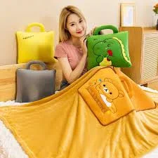2-in-1 Quilt Double Use Folding Air Conditioning Blanket – Pillow Cushion for Car, Office & Travel