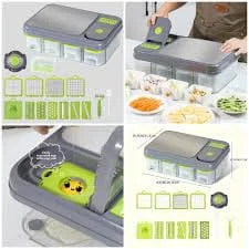 Multifunctional Vegetable Chopper with Container & Cutting Board | Kitchen Food Cutter Tool
