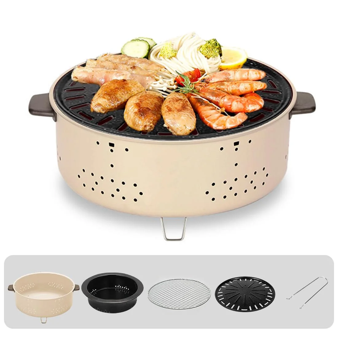 Charcoal Barbecue Grill – Portable Camping Grill Stove | Tabletop Smoker & BBQ Cooker