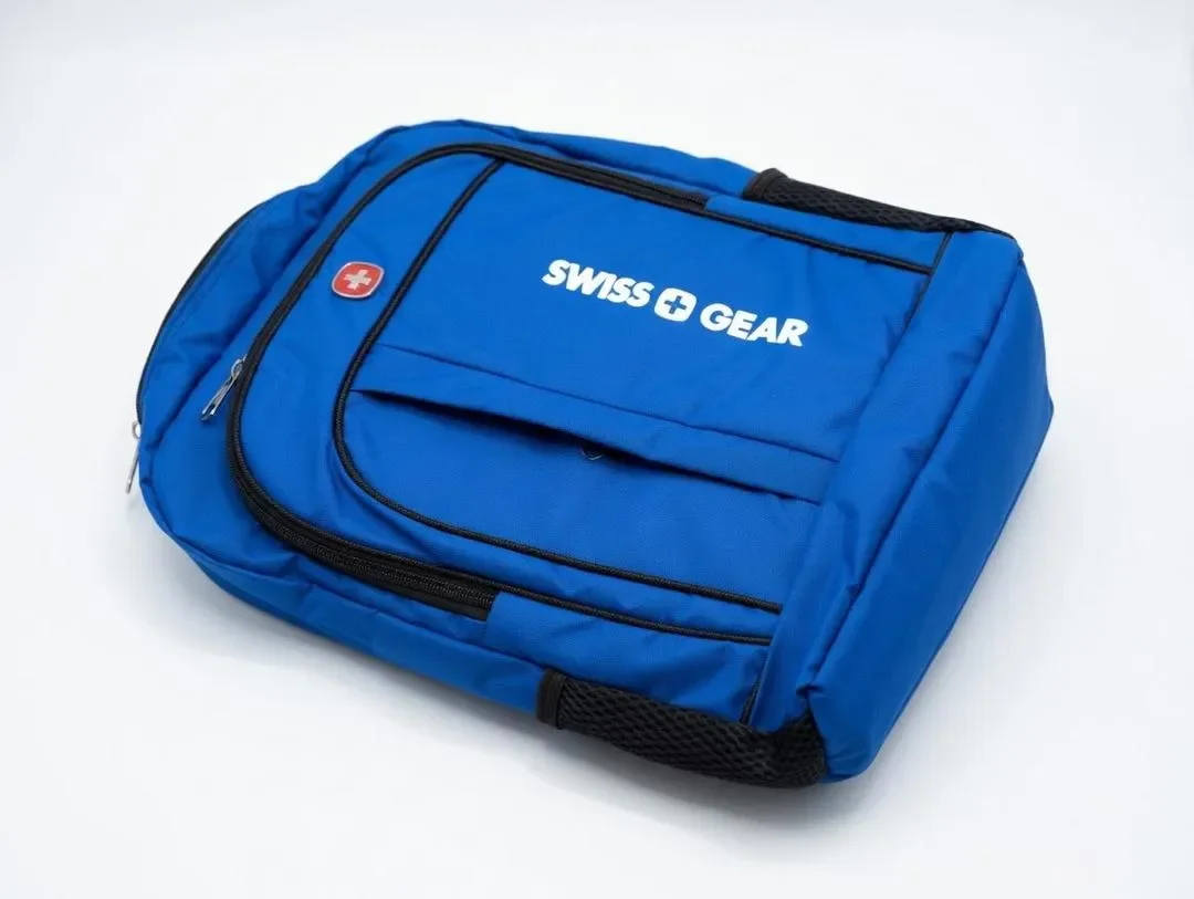 Multi-Compartment College Office Backpack Blue Red Black