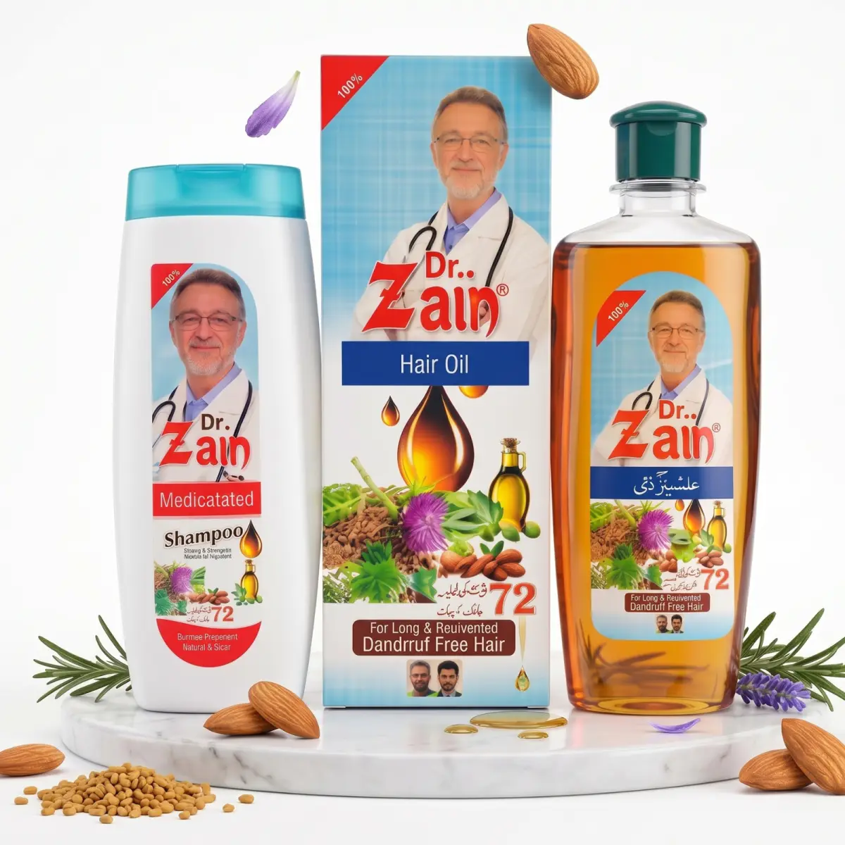 Dr. Zain Complete Herbal Hair Care Collection: Anti-Dandruff & Hair Rejuvenation System
