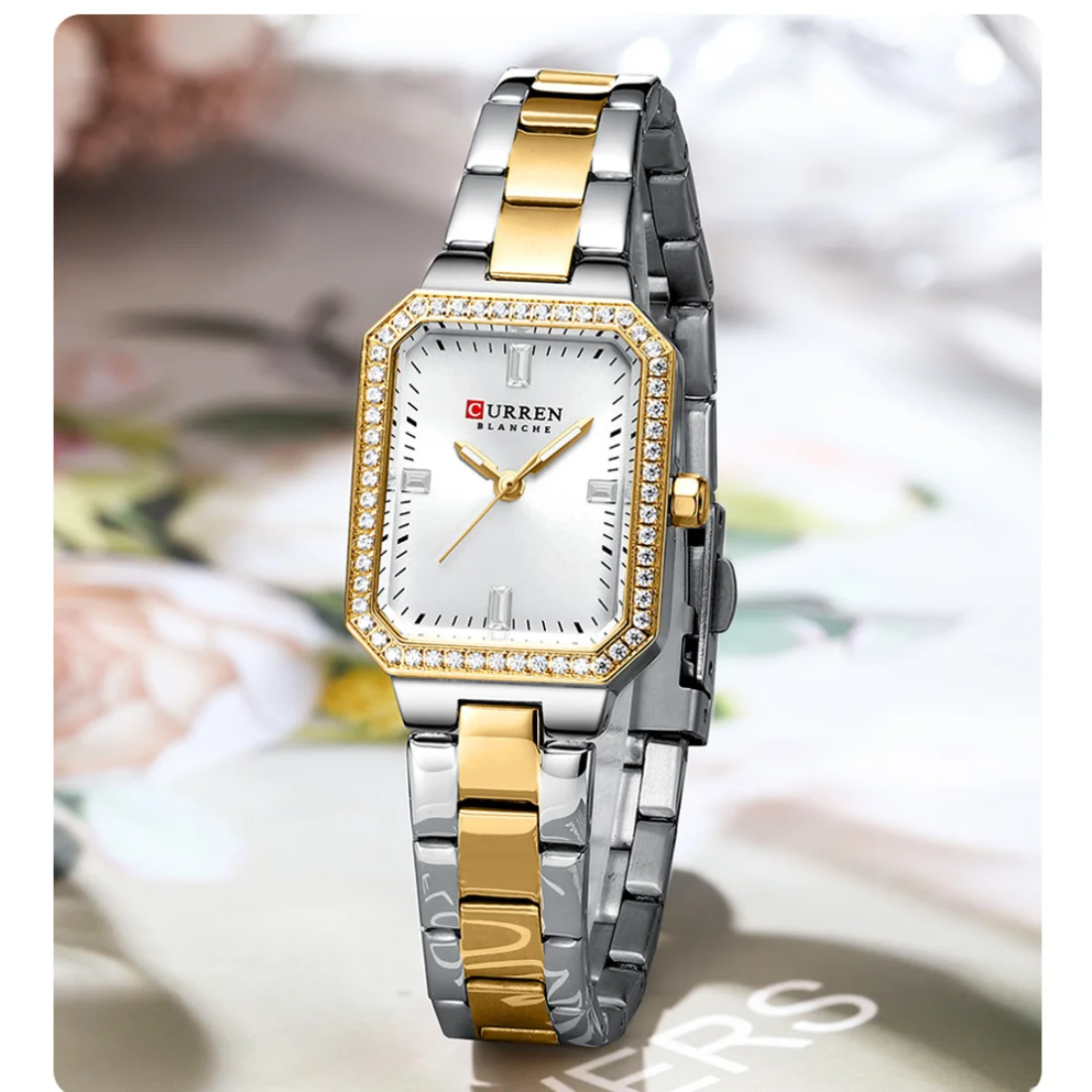 CURREN Blanche Elegant Rhinestone Women's Watch | Stainless Steel Strap