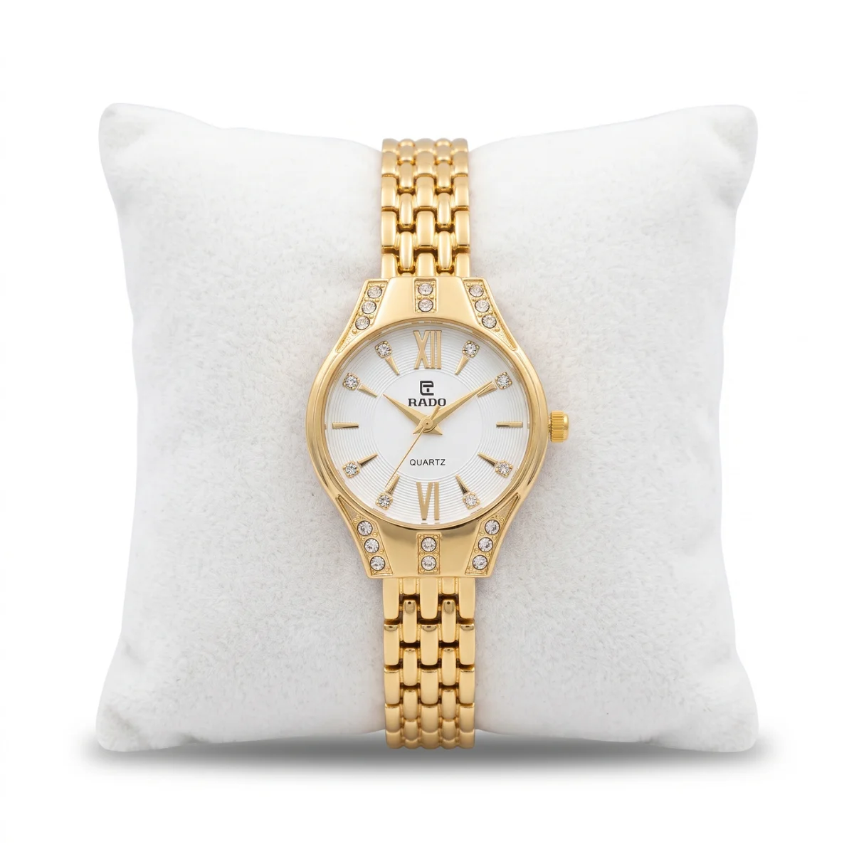Women's Elegant Gold-Tone Quartz Watch with Crystal Accents
