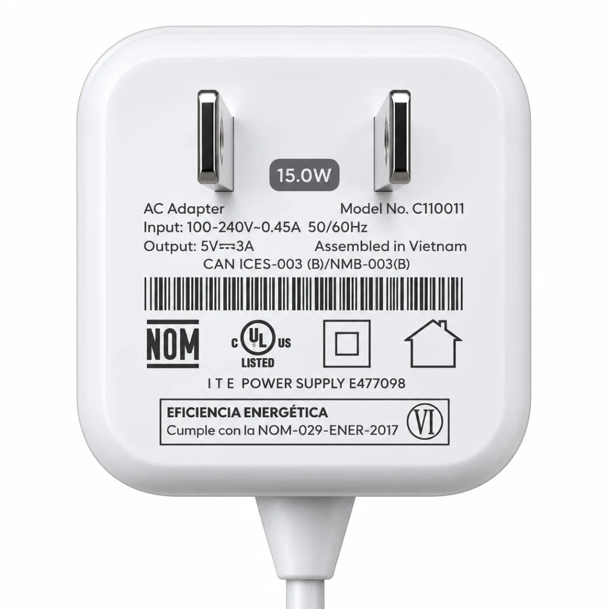Eero 15W Charger USB AC Power Adapter with USB-C Charging Cable – 5V/3A Fast Charger