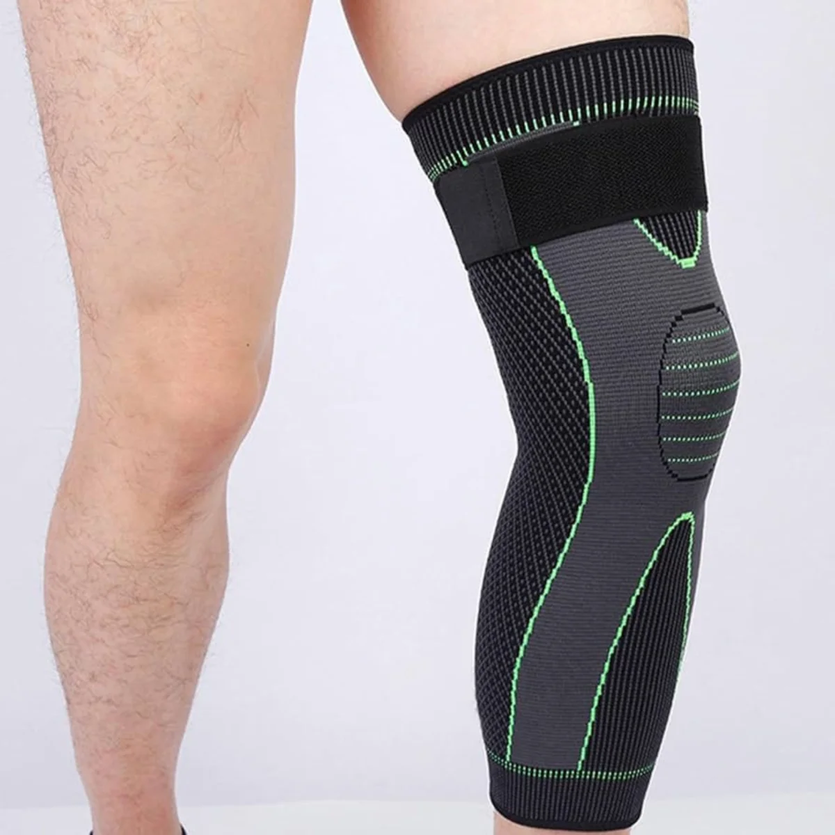 Adjustable Knee Pads with Straps Knitted Extended Knee Support Sleeve for Basketball Cycling Running & Sports