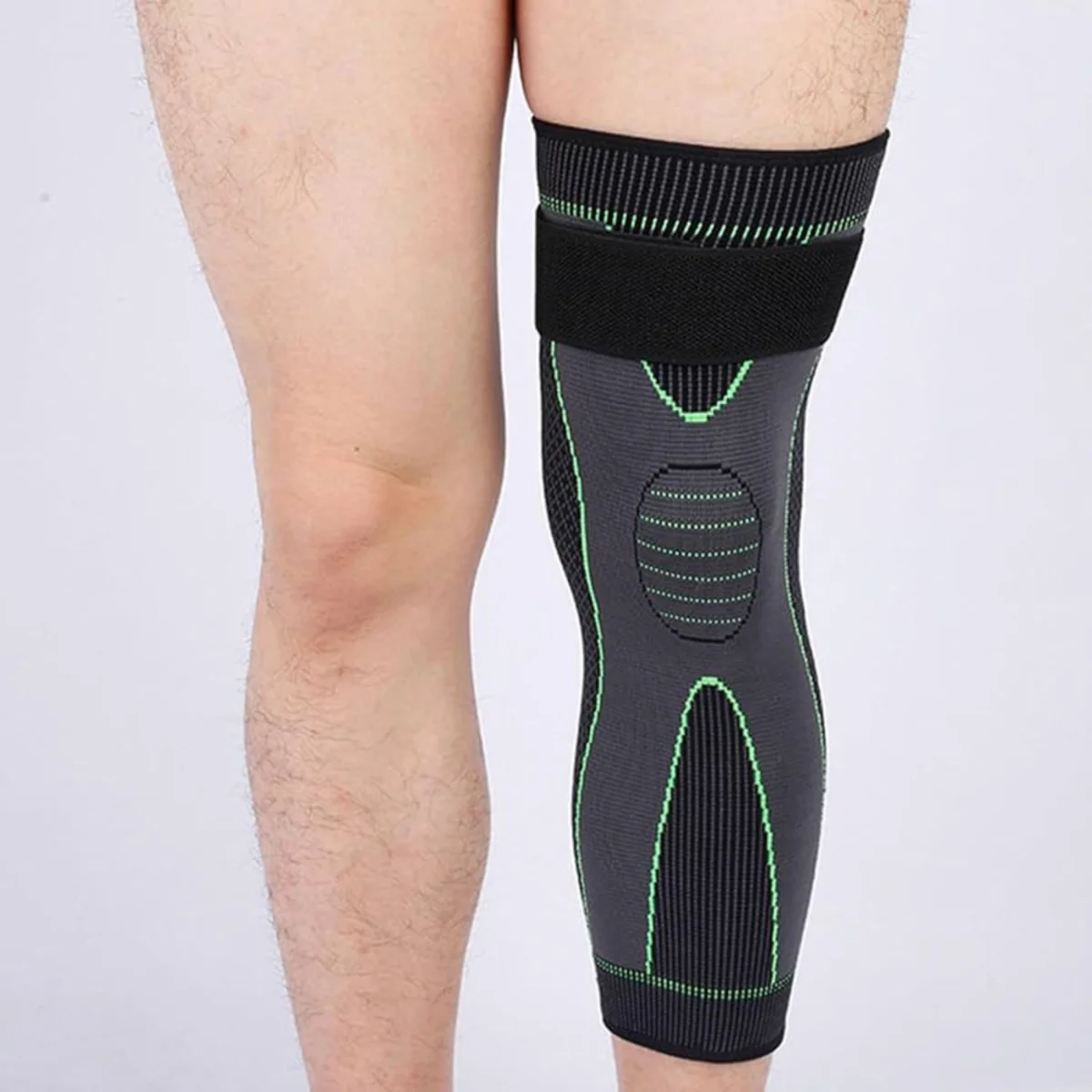Adjustable Knee Pads with Straps Knitted Extended Knee Support Sleeve for Basketball Cycling Running & Sports